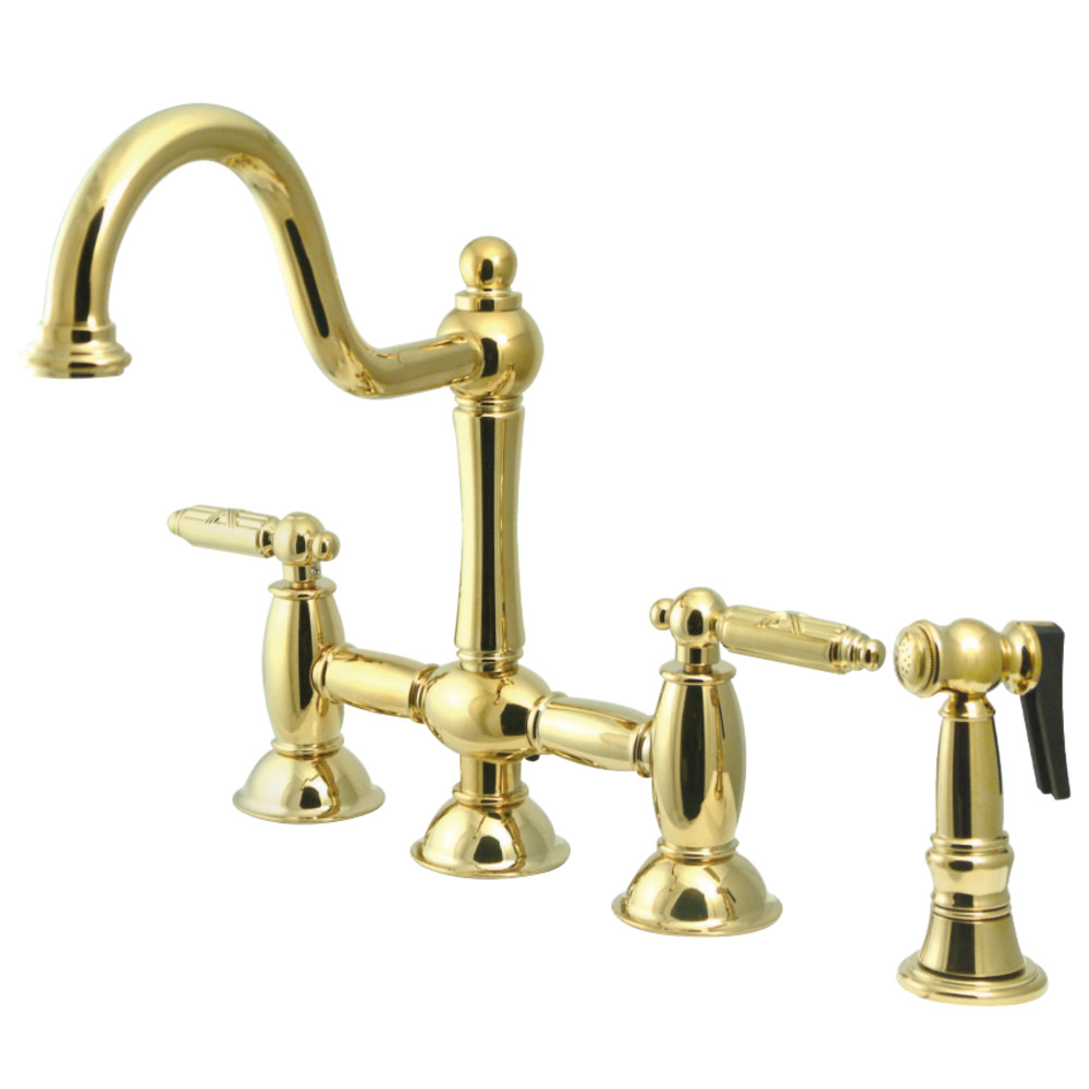 Kingston Brass KS3792AXBS Restoration Kitchen Bridge Faucet with Brass