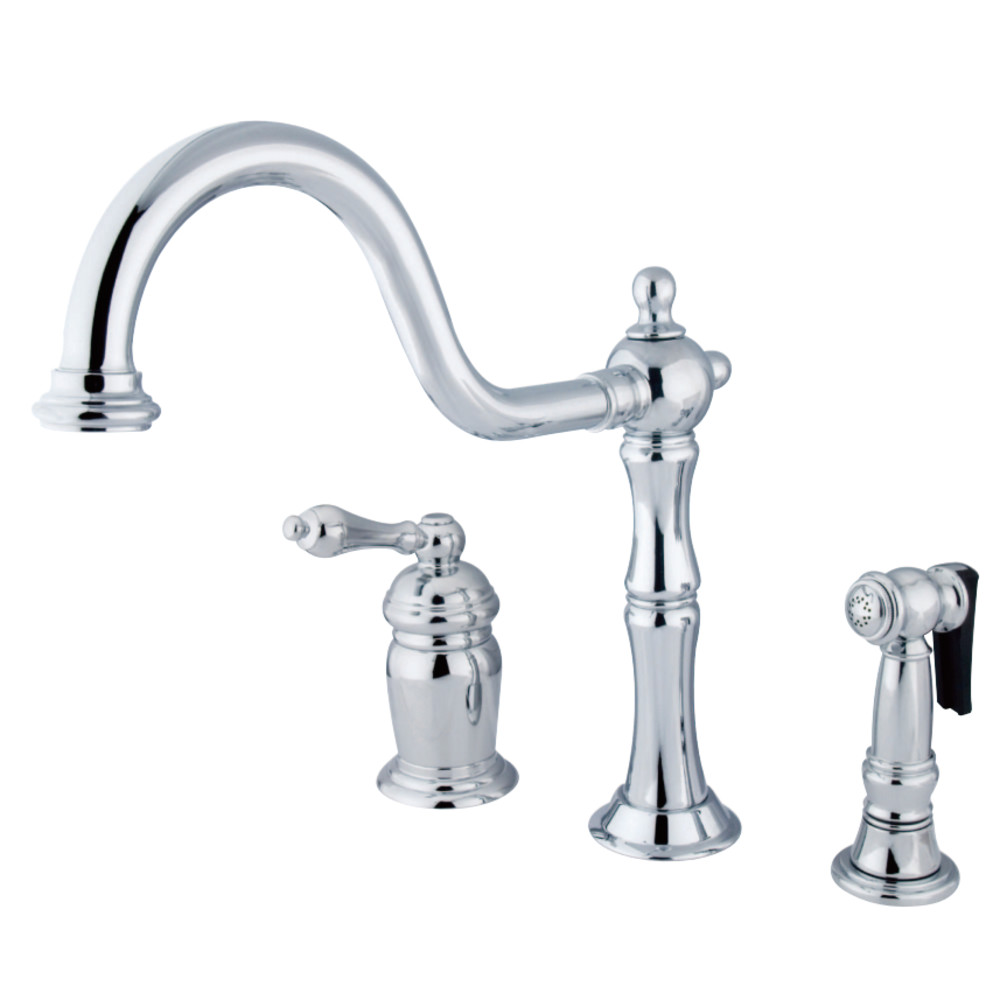 Kingston Brass KS1811ALBS Heritage Widespread Kitchen Faucet with Brass ...