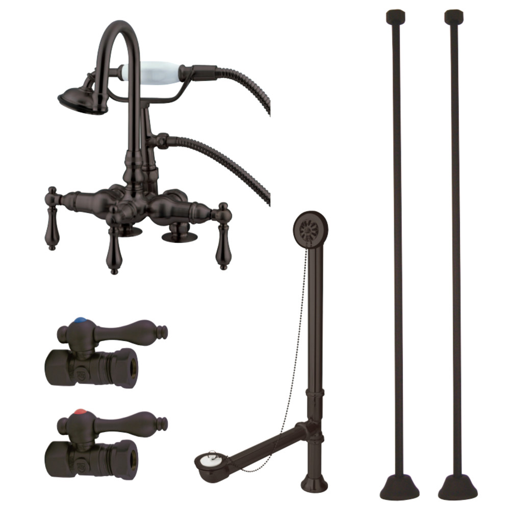 Vintage Deck Mount Clawfoot Tub Faucet Package in Oil Rubbed Bronze