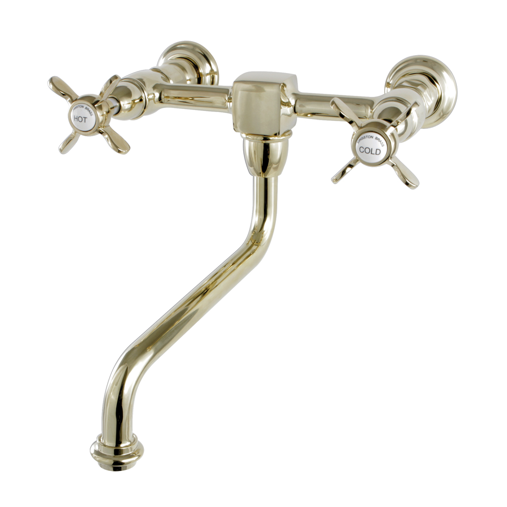 Kingston Brass KS1212BEX Wall Mount Vessel Sink Faucet, Polished Brass