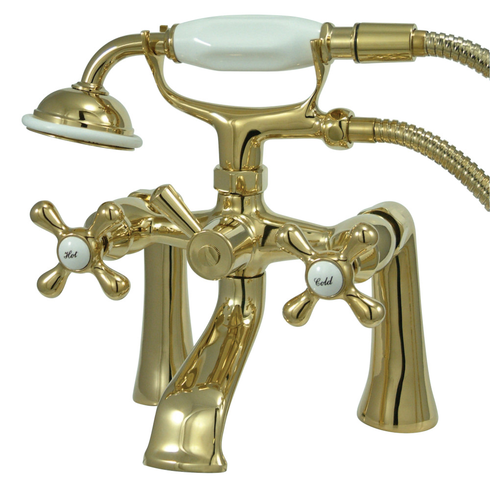 Kingston Brass KS268PB Vintage 7" Deck Mount Tub Filler, Polished Brass