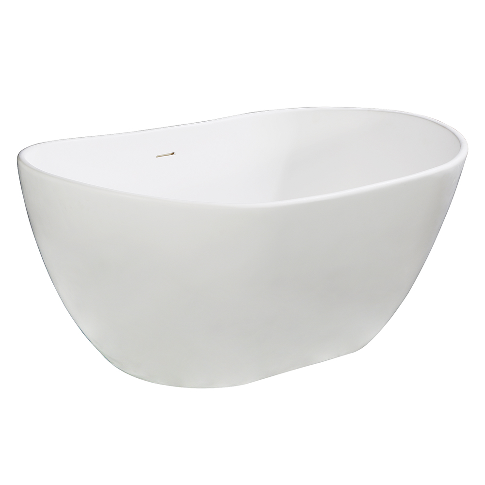 Aqua Eden VRTRS573224 Solid Surface Freestanding Center Drain Placement Bath Tub With Drain Kit