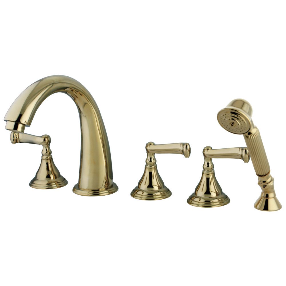 Kingston Brass Ks53625fl Royale Roman Tub Filler 5 Pieces With Hand Shower Polished Brass