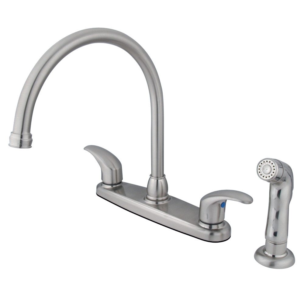 Kingston Brass KB6798LLSP 8" Goose Neck Spout Kitchen Faucet With