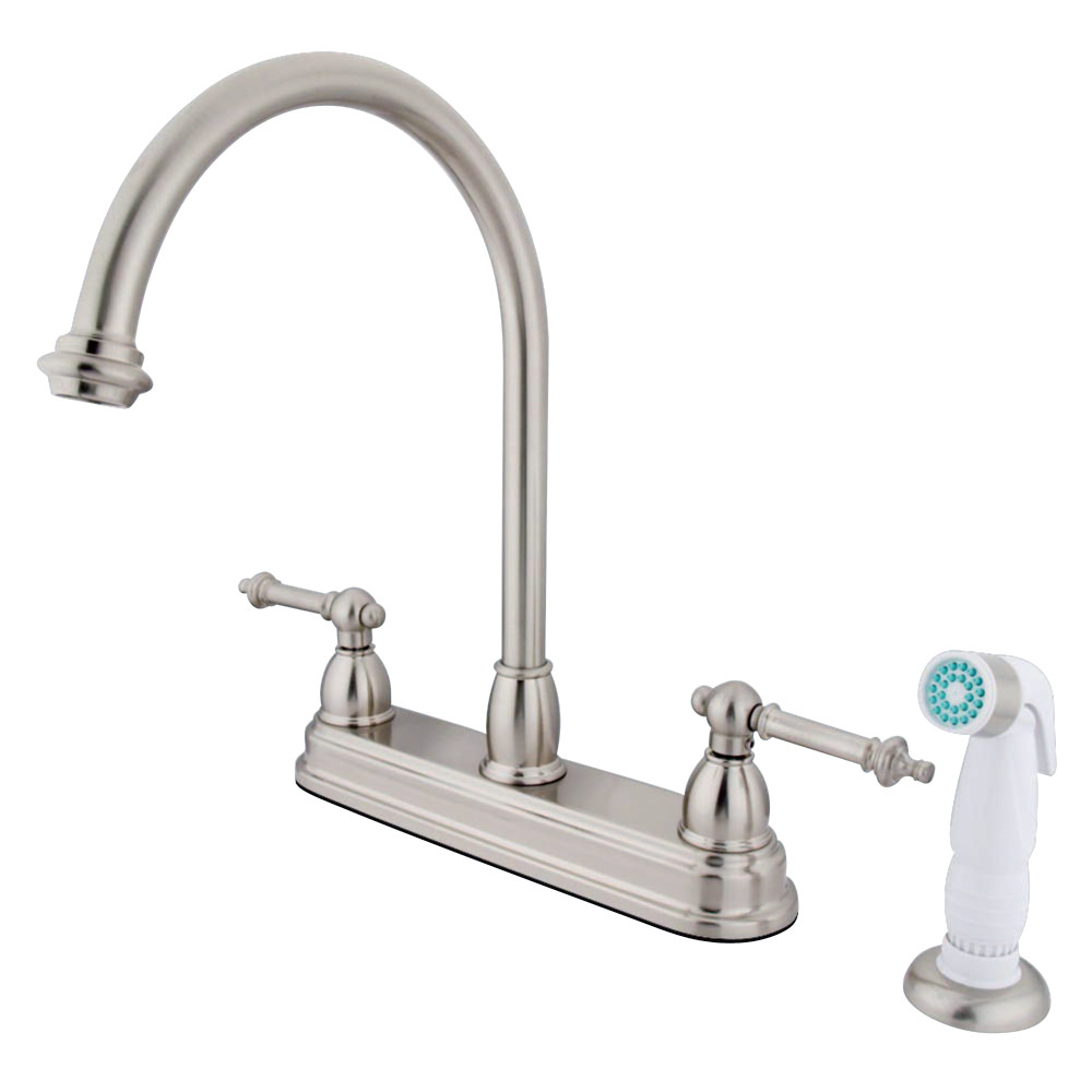 kingston brass kb3758tl tremont 8 quot kitchen faucet with sprayer satin nickel kingston brass kingston brass kb3758tl tremont 8 quot kitchen faucet with sprayer satin nickel kingston brass