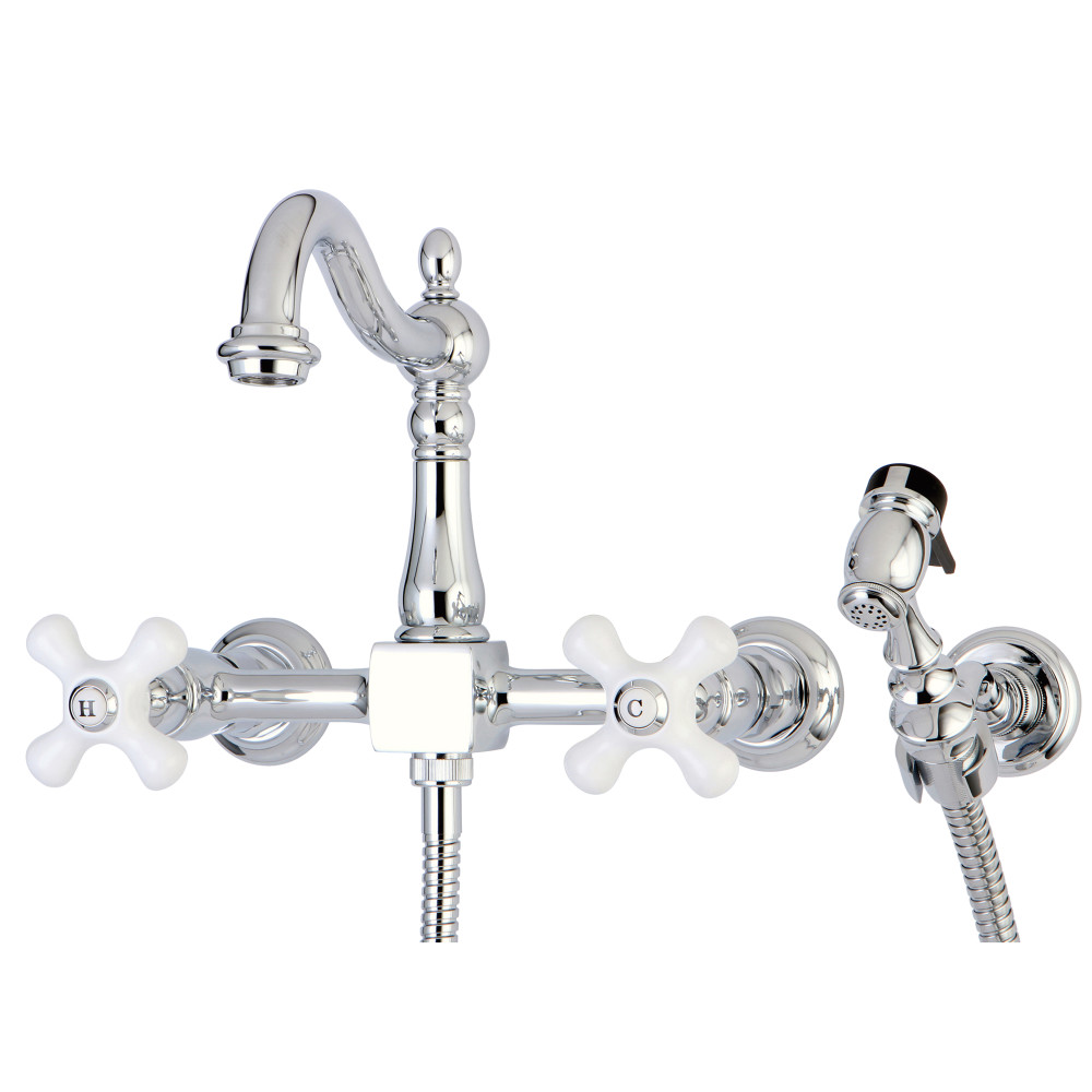 Kingston Brass Wall Mount Kitchen Faucet With Sprayer Kingston Brass Wall Mount Kitchen Faucet With Sprayer